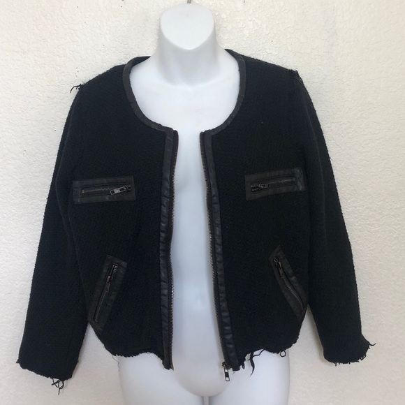 Bycorpus Black Fray Faux Leather Zipper Jacket - Picture 3 of 7